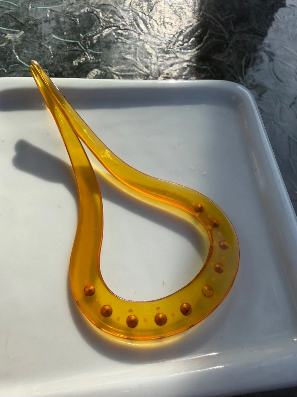 #Lucite Amber Hair Fork
